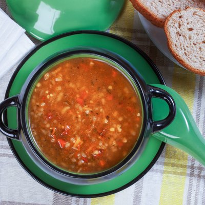 soup tureen, spoon