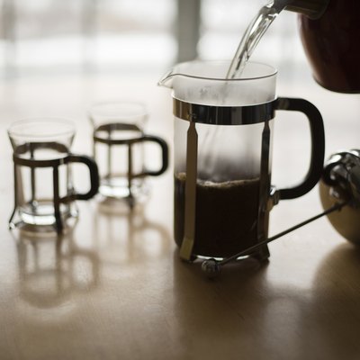 French Press Coffee Pour on a Cold Winter Morning