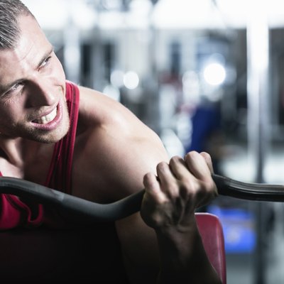 Dumbbell training in gym