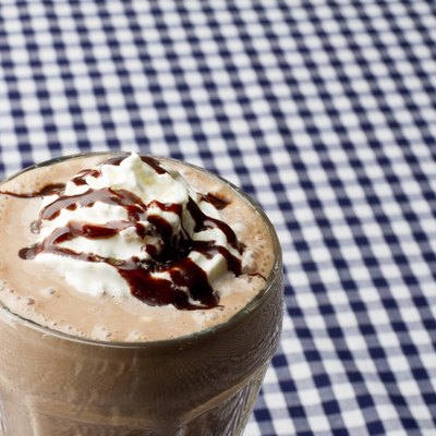 Chocolate Milkshake on Blue Gingham