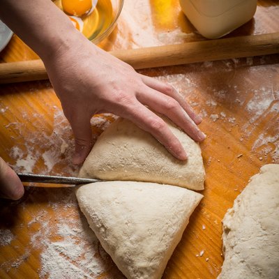 Baking cake in rural kitchen