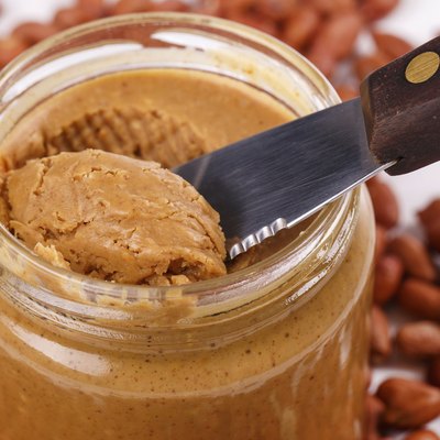 Delicious peanut butter on the table