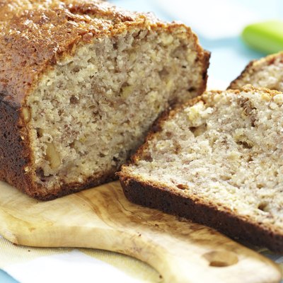 Sliced banana bread with walnuts