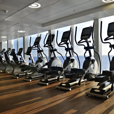 cross trainer in row with a view to the ocean