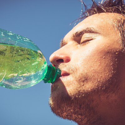 Man covered with water