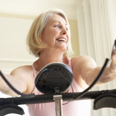 Senior Woman On Exercise Bike