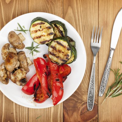 Grilled vegetables and silverware