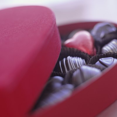 Love heart box of chocolates, close-up