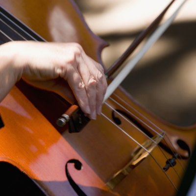 Close-up of a woman playing the cello, Balboa Park, San Diego, California, USA