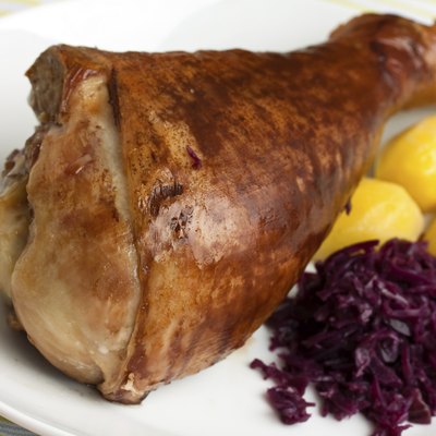 roasted leg of turkey with potato,cabbage