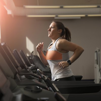 Female running on treadmill
