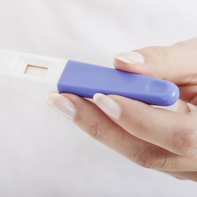 Close up on pregnancy test.