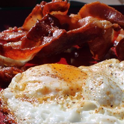 Bacon and eggs close up