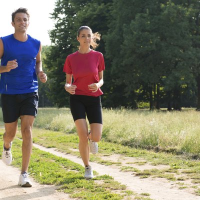 Portrait Of Young Couple Jogging