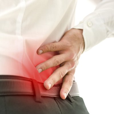 Detail of man suffering from back pain