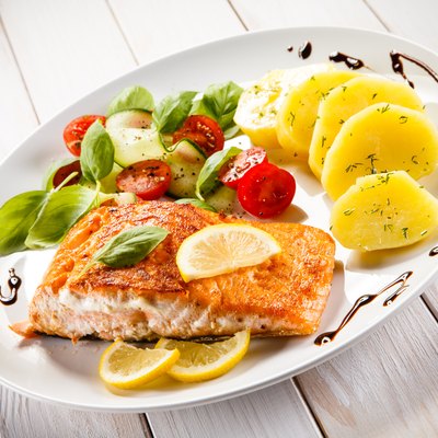 Roasted salmon and vegetables