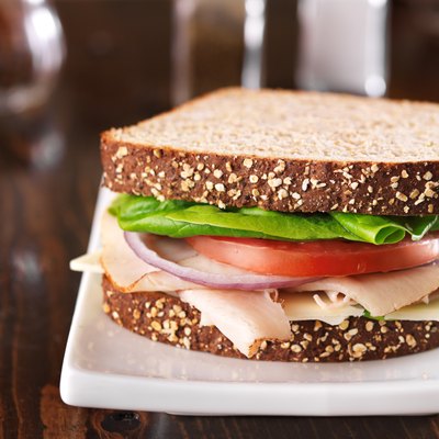 deli meat sandwich, shot at a wide aspect ratio
