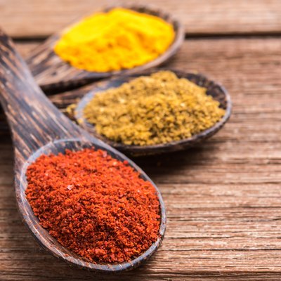 close up spicy powder spoon