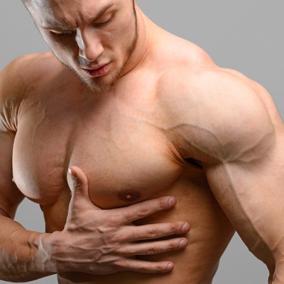 Pain in the heart of a bodybuilder man