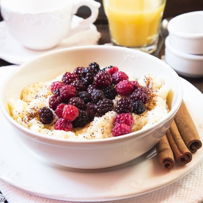 Rice Pudding with Berries Fruits