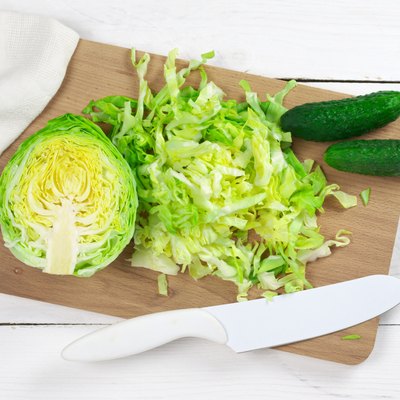 Chopped cabbage and cucumbers
