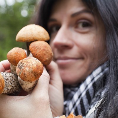 Mushrooms in hands