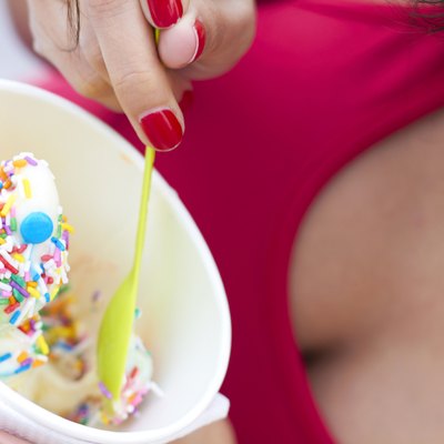 Woman Having Frozen Yogurt