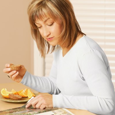 Woman eating breakfast