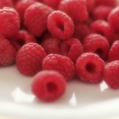 Fresh raspberries on plate