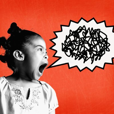 Girl (6-8) yelling (Digital Composite)