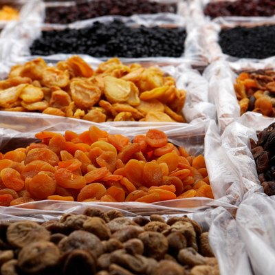 Dried fruit on market stall
