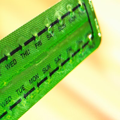 close-up of a strip of birth control pills