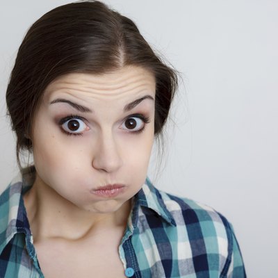 young female making a face