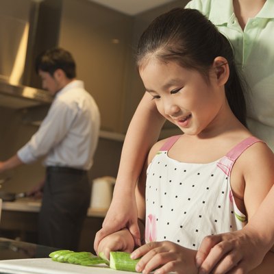 Family preparing dinner