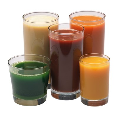 Glasses of fruit and vegetable juice