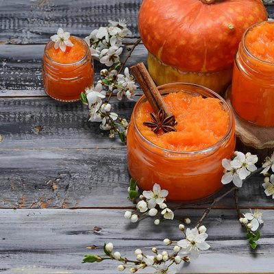 Sweet pumpkin jam in jar