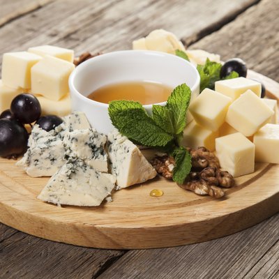 Plate with various cheeses
