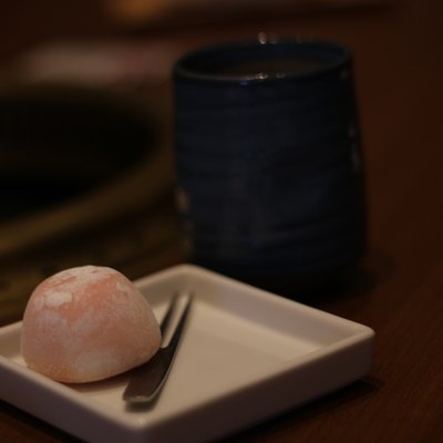 Tasty Ice-cream Mochi and Japanese Tea on Table