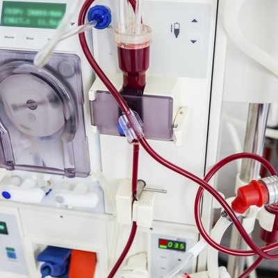 Dialysis device with rotating pumps.