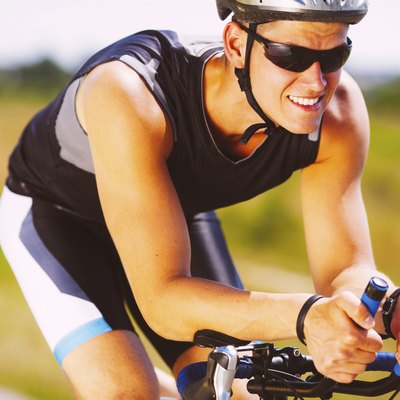Triathlete cycling on a bicycle