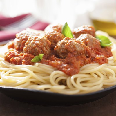 spaghetti with meatballs in tomato sauce