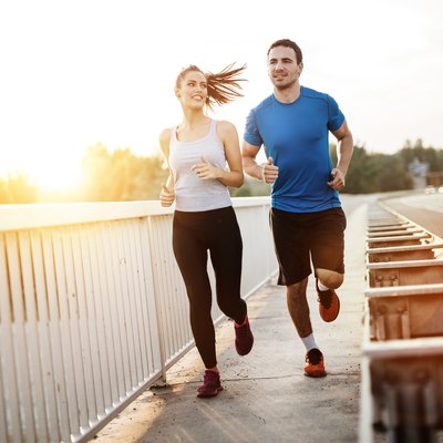 Active couple jogging