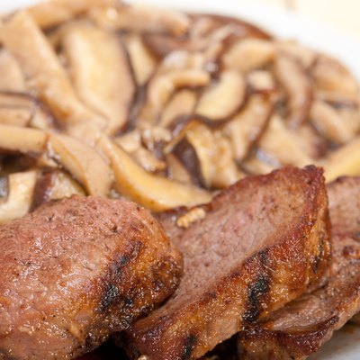 venison deer game filet and wild mushrooms