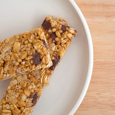 Chocolate chip granola bars on a plate