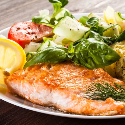 Roasted salmon and vegetables