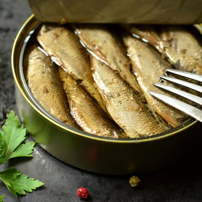 Can with smoked Baltic sprats.