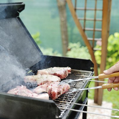 meat for a barbecue outdoors
