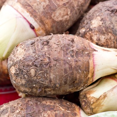 Taro for retail sale in local market.