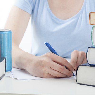 Student doing her homework