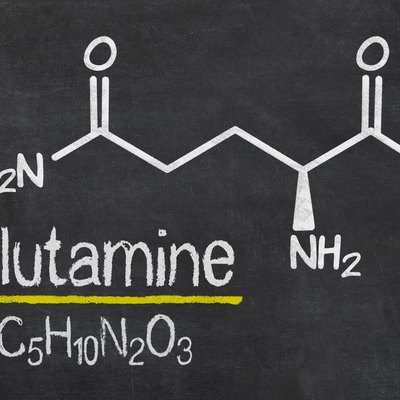 Blackboard with the chemical formula of Glutamine